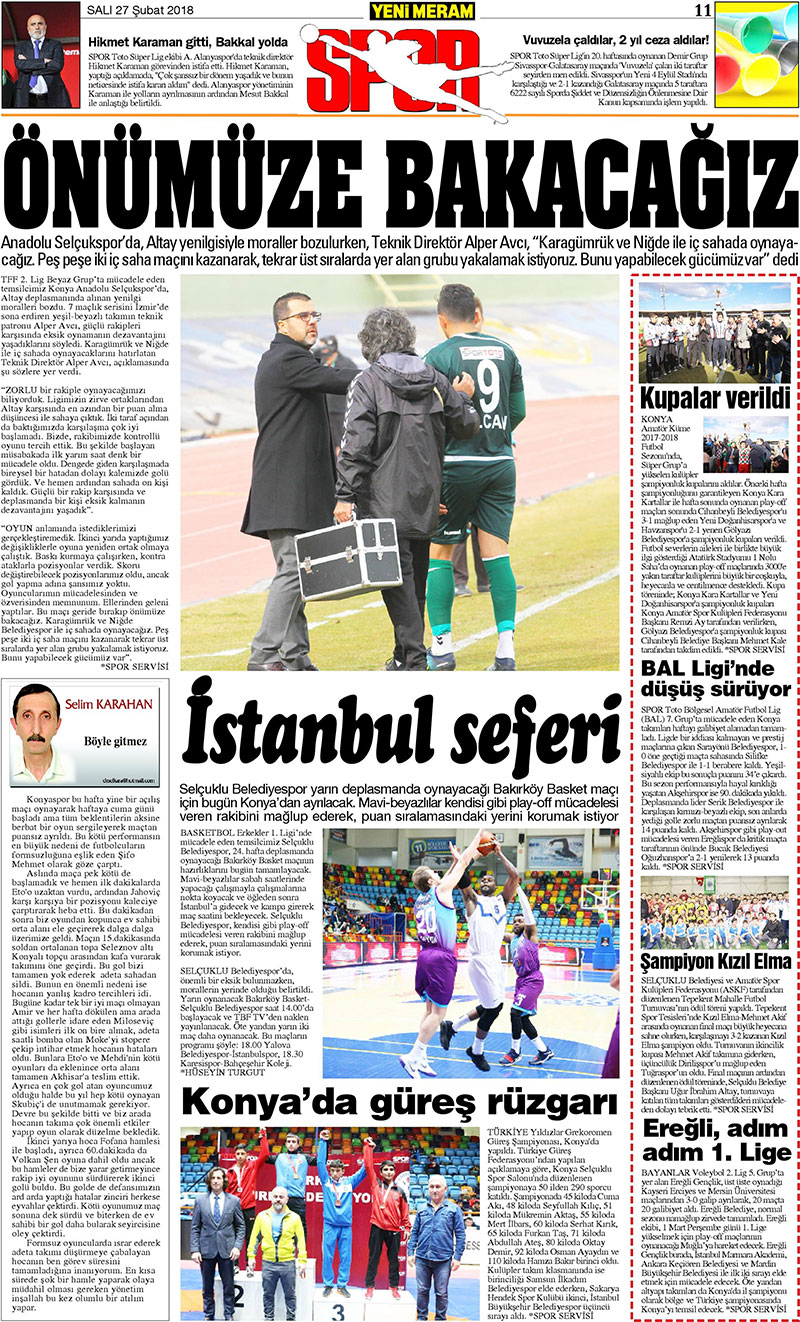 27 Şubat 2018 Yeni Meram Gazetesi