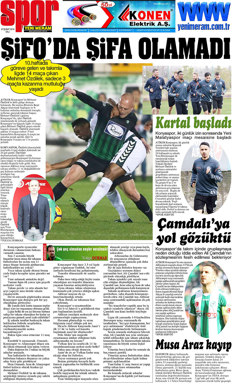 27 Şubat 2018 Yeni Meram Gazetesi