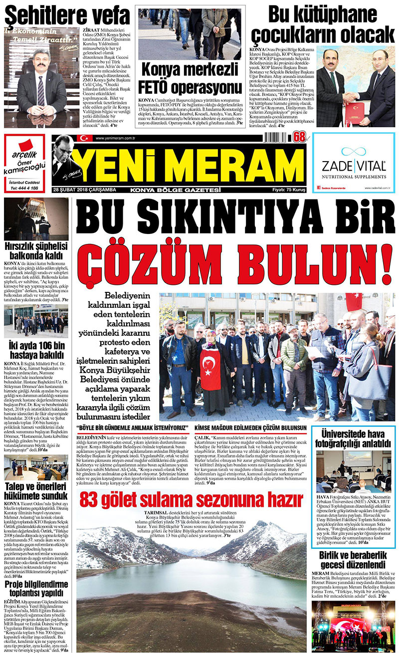 28 Şubat 2018 Yeni Meram Gazetesi