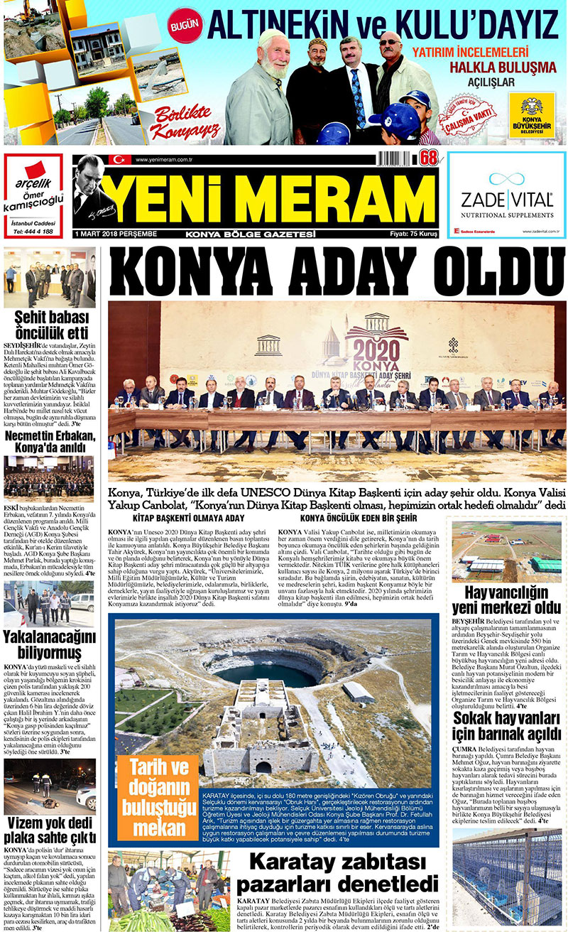 1 Mart 2018 Yeni Meram Gazetesi