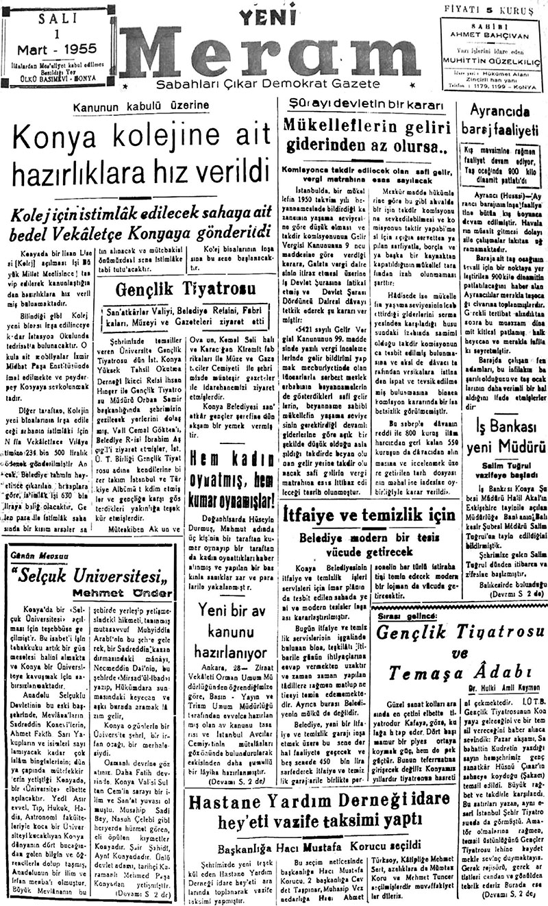 1 Mart 2018 Yeni Meram Gazetesi