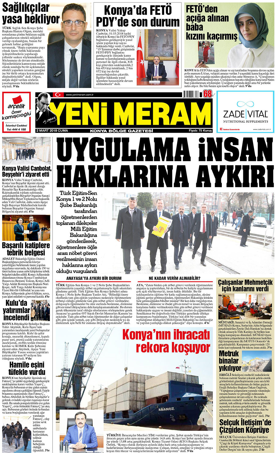 2 Mart 2018 Yeni Meram Gazetesi