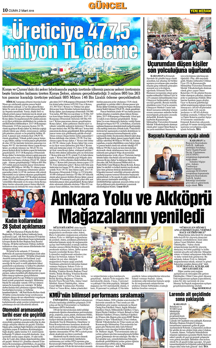 2 Mart 2018 Yeni Meram Gazetesi