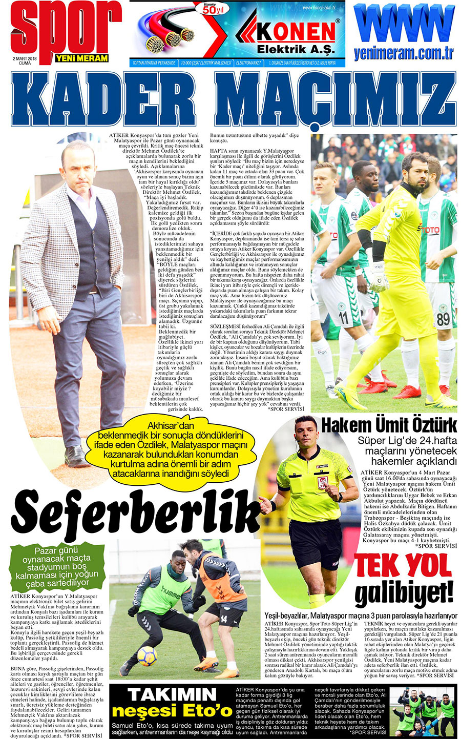 2 Mart 2018 Yeni Meram Gazetesi