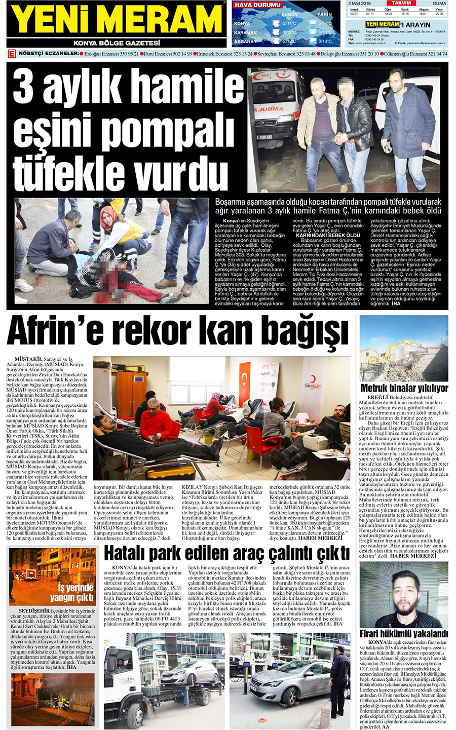 2 Mart 2018 Yeni Meram Gazetesi