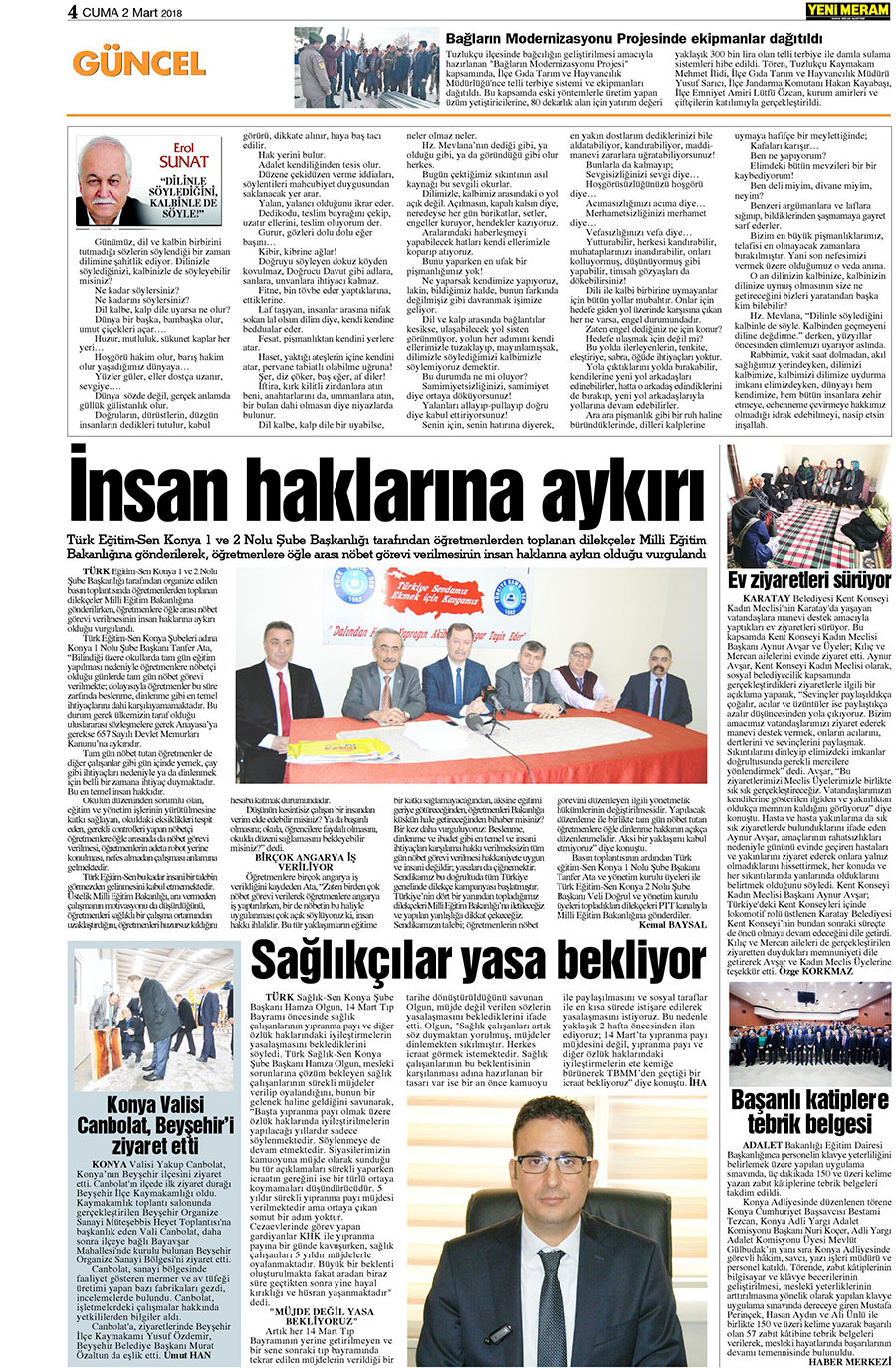 2 Mart 2018 Yeni Meram Gazetesi