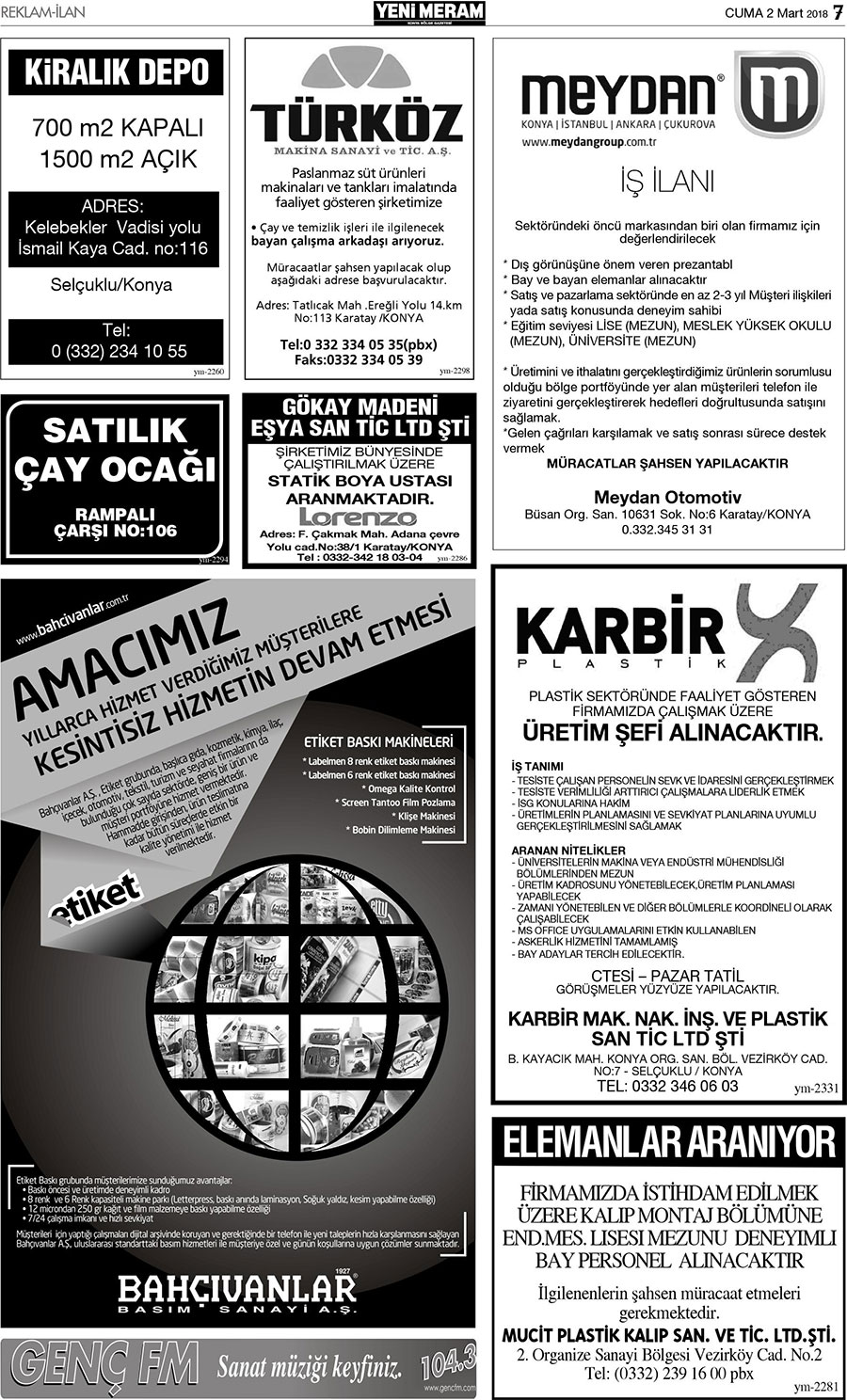 2 Mart 2018 Yeni Meram Gazetesi