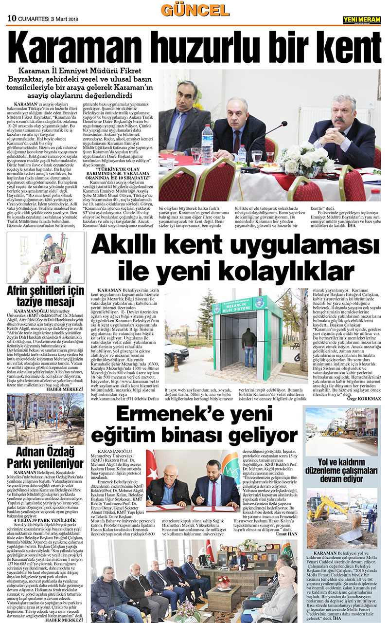 3 Mart 2018 Yeni Meram Gazetesi