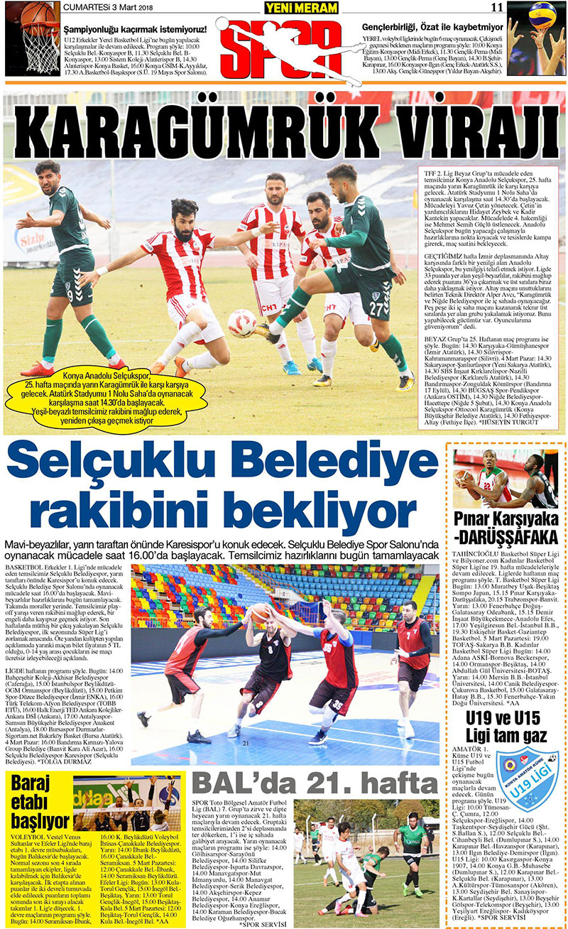 3 Mart 2018 Yeni Meram Gazetesi