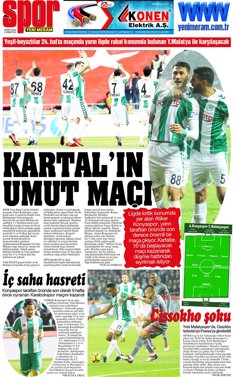 3 Mart 2018 Yeni Meram Gazetesi