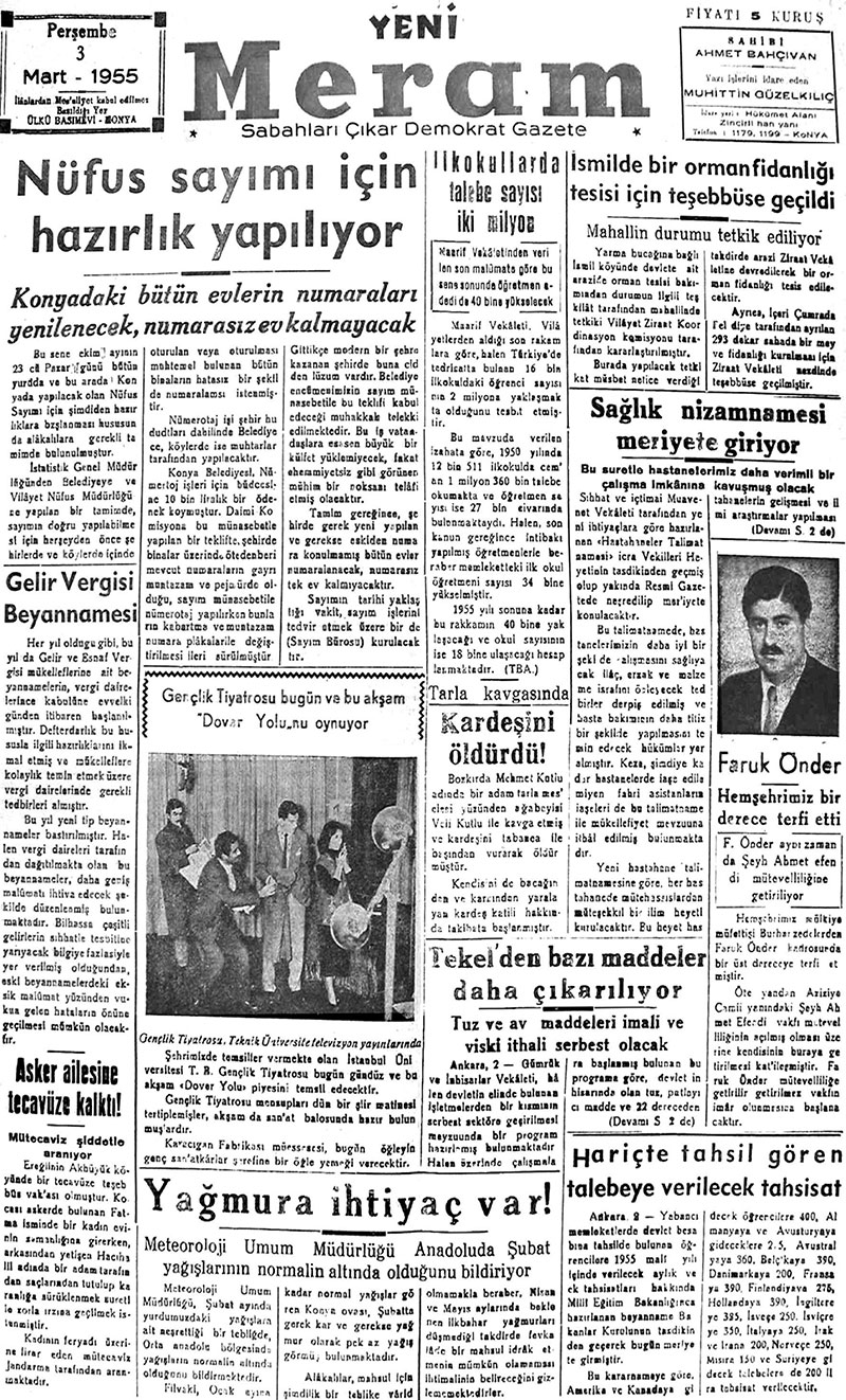 3 Mart 2018 Yeni Meram Gazetesi