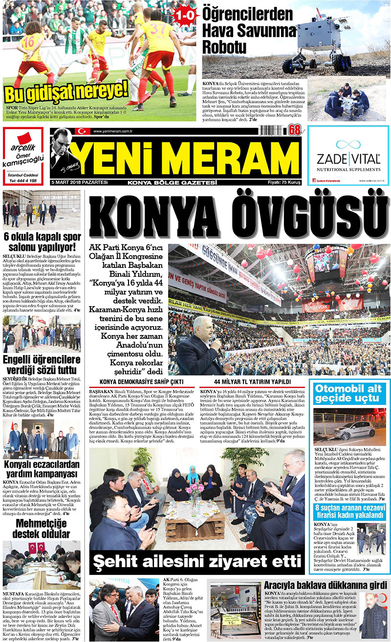 5 Mart 2018 Yeni Meram Gazetesi