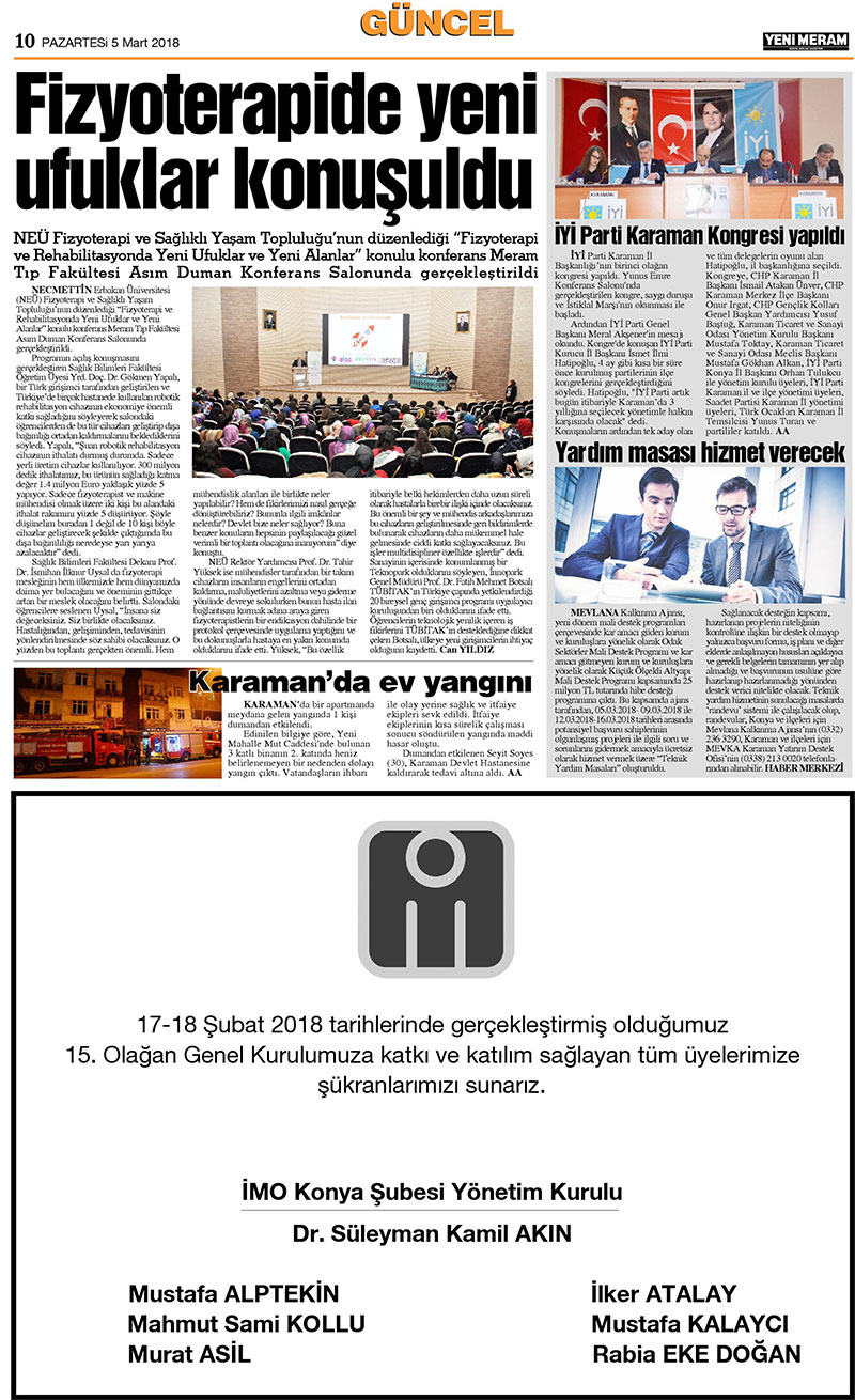 5 Mart 2018 Yeni Meram Gazetesi