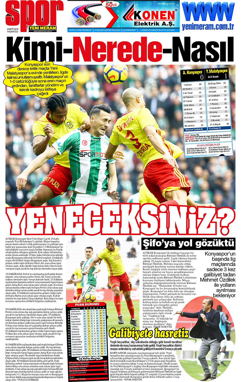 5 Mart 2018 Yeni Meram Gazetesi