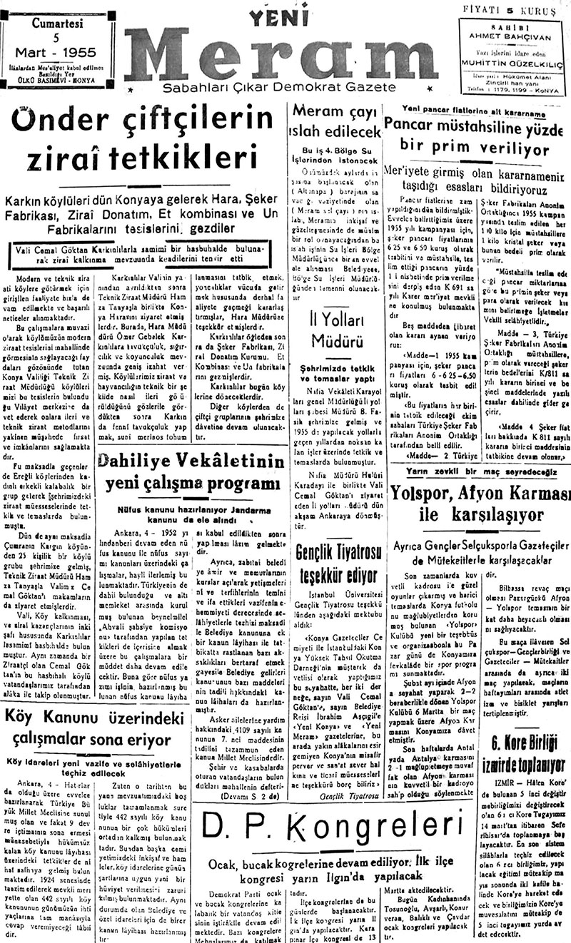 5 Mart 2018 Yeni Meram Gazetesi