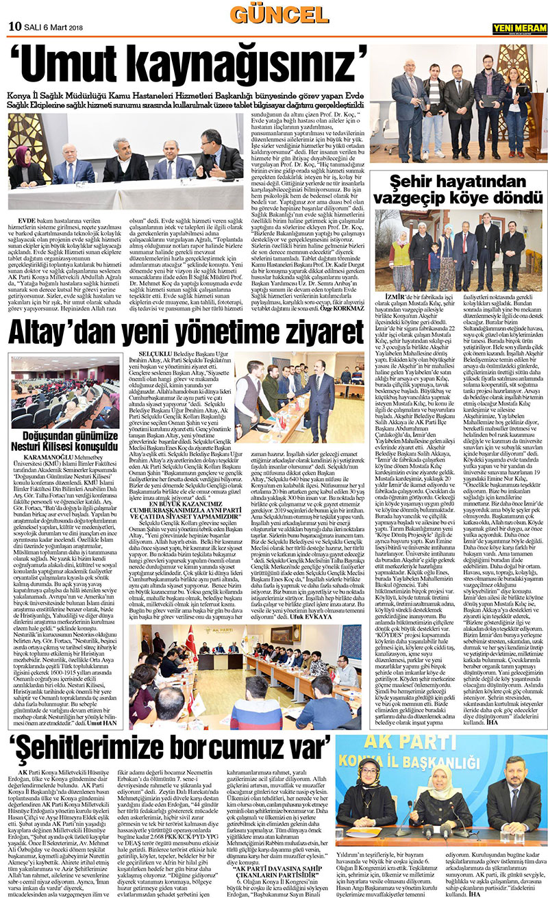 6 Mart 2018 Yeni Meram Gazetesi