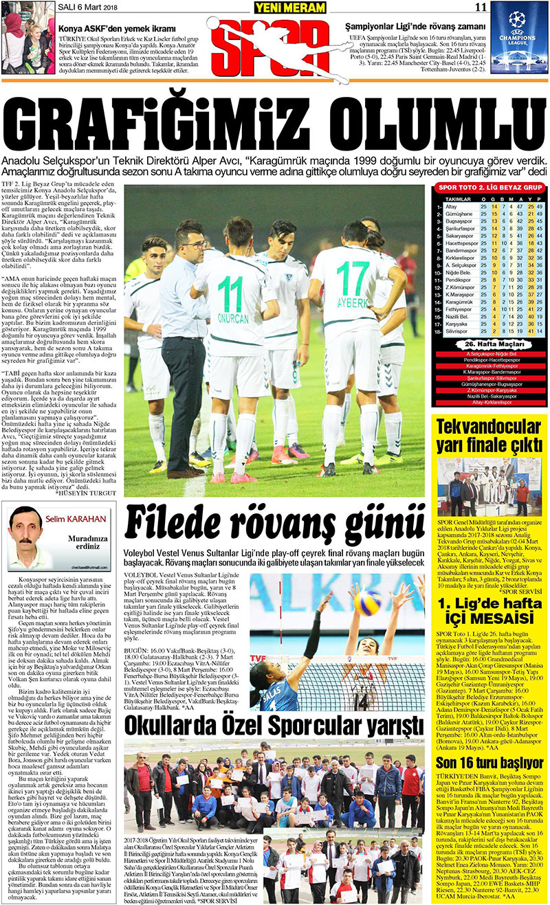 6 Mart 2018 Yeni Meram Gazetesi