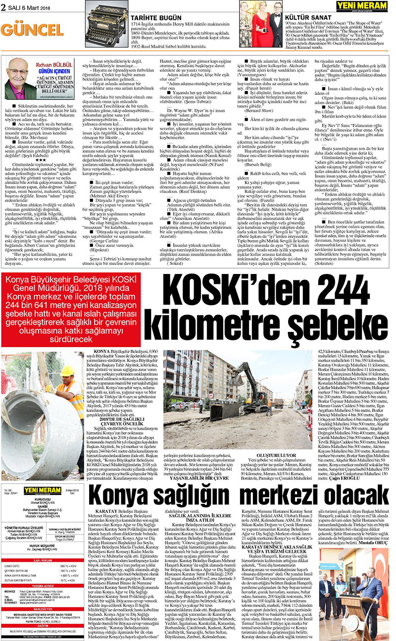 6 Mart 2018 Yeni Meram Gazetesi