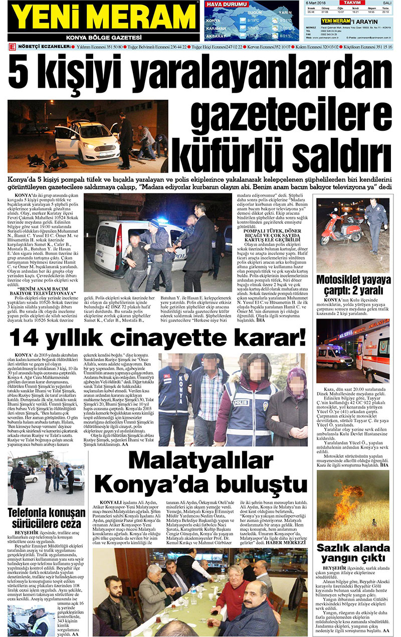 6 Mart 2018 Yeni Meram Gazetesi