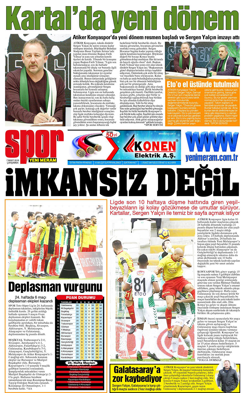 7 Mart 2018 Yeni Meram Gazetesi