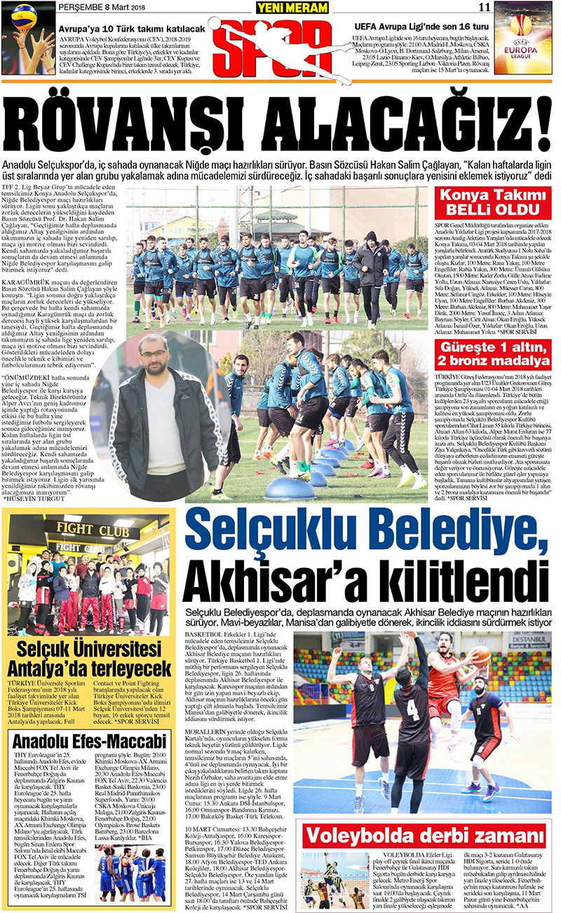 8 Mart 2018 Yeni Meram Gazetesi