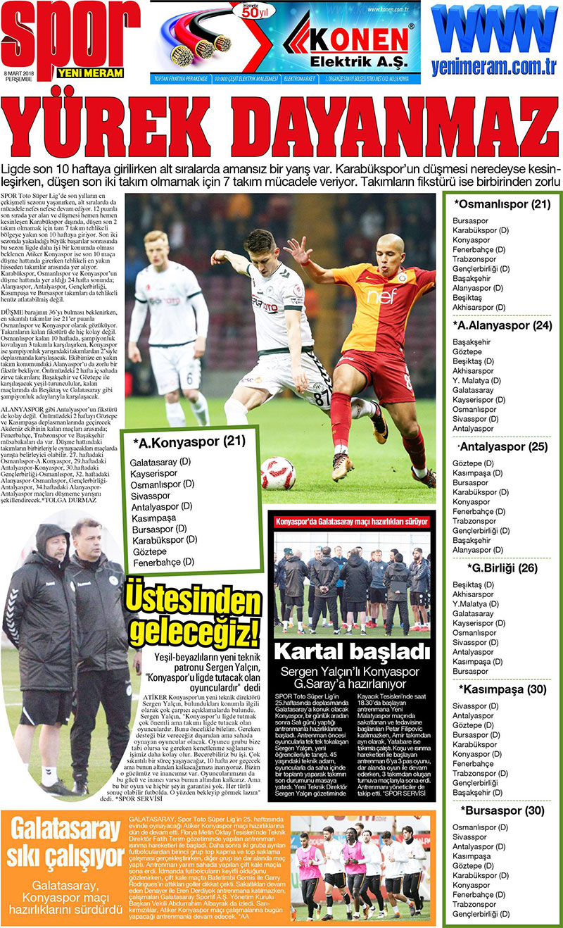 8 Mart 2018 Yeni Meram Gazetesi