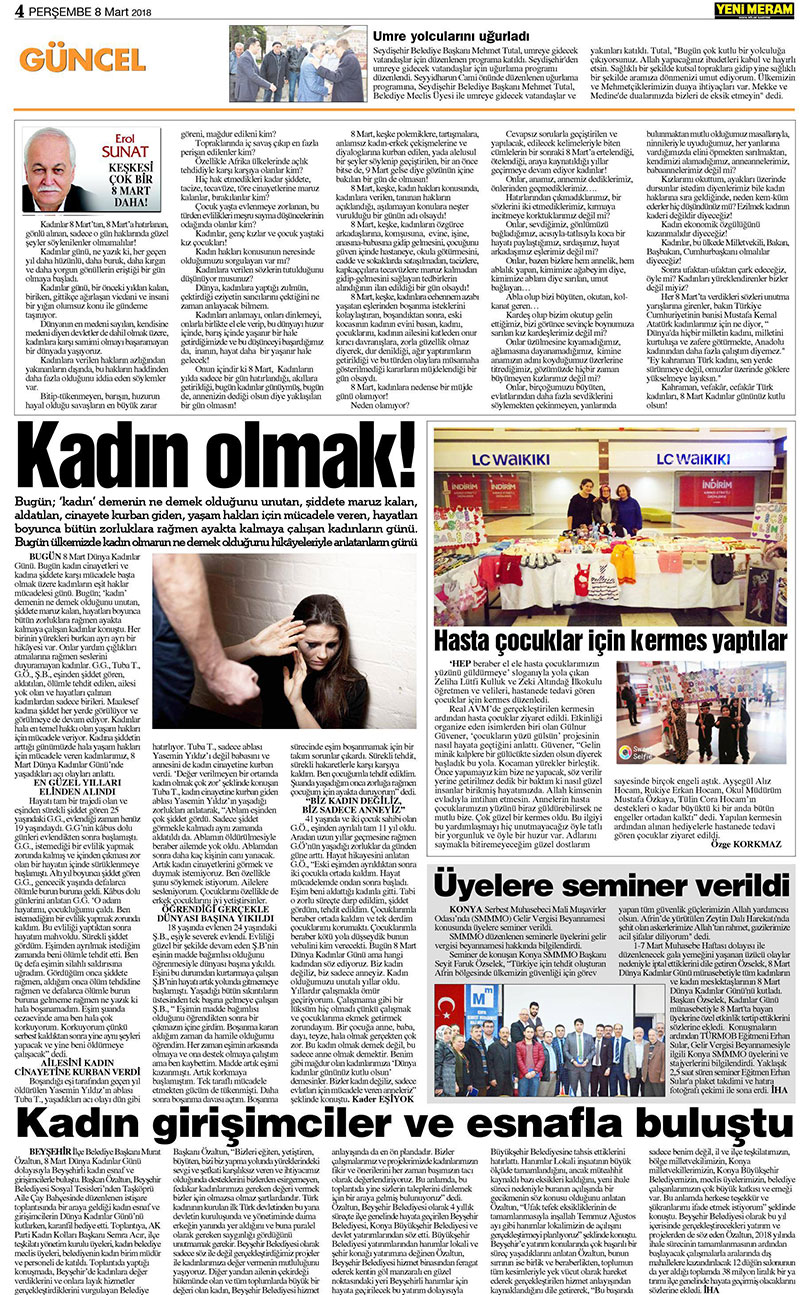 8 Mart 2018 Yeni Meram Gazetesi