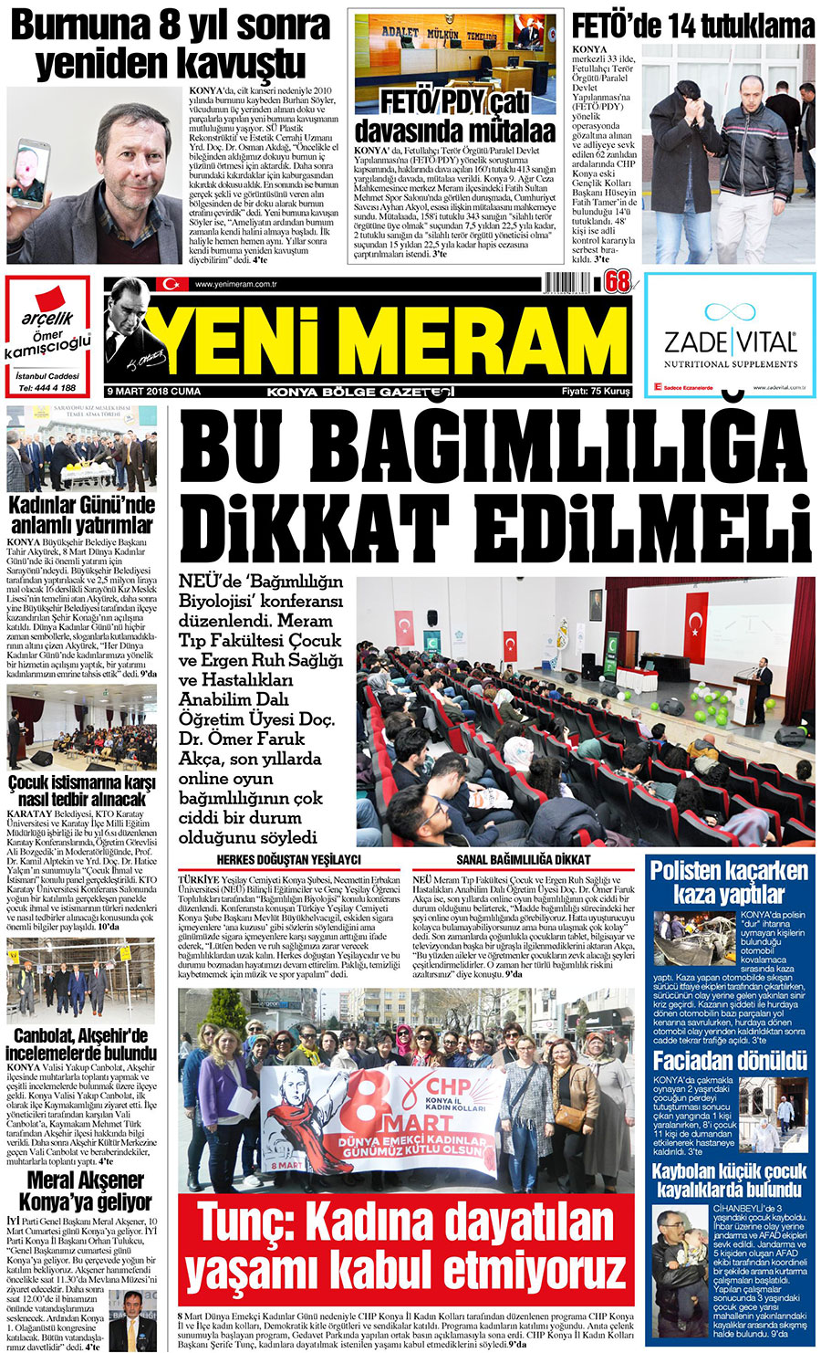 9 Mart 2018 Yeni Meram Gazetesi