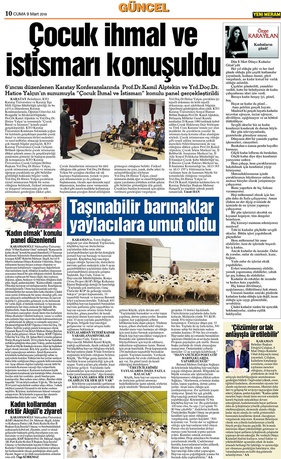 9 Mart 2018 Yeni Meram Gazetesi