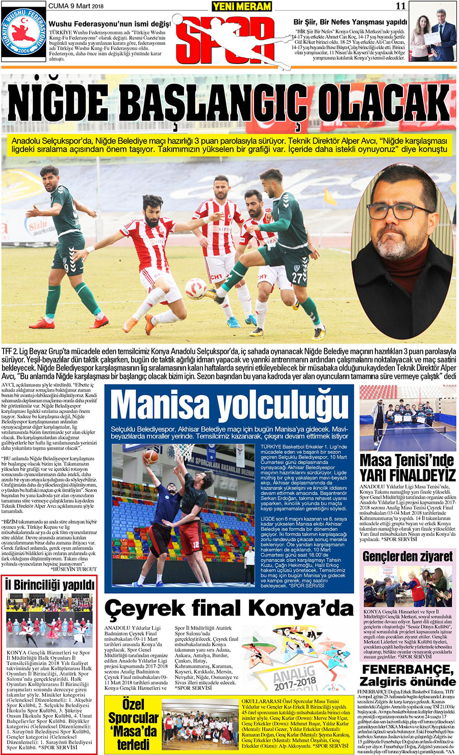 9 Mart 2018 Yeni Meram Gazetesi