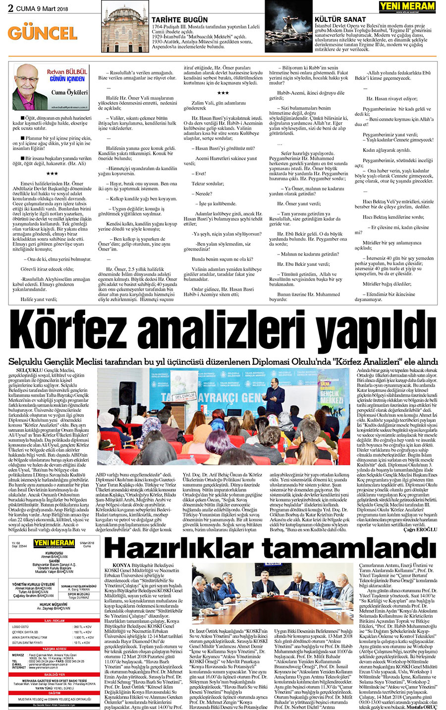 9 Mart 2018 Yeni Meram Gazetesi