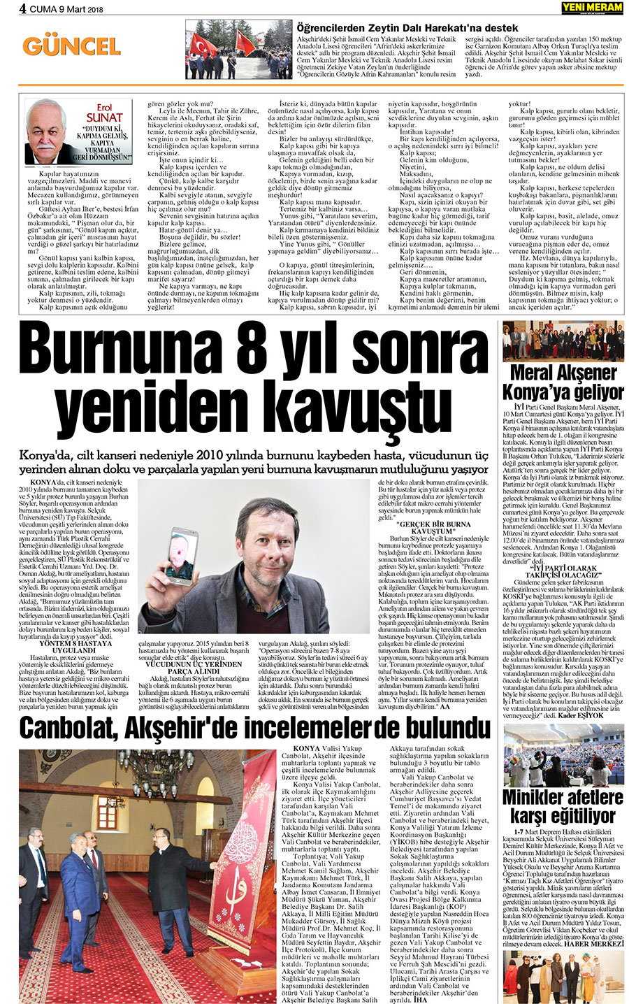 9 Mart 2018 Yeni Meram Gazetesi