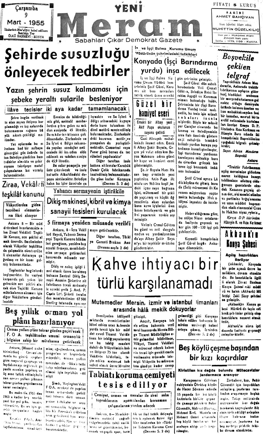 9 Mart 2018 Yeni Meram Gazetesi