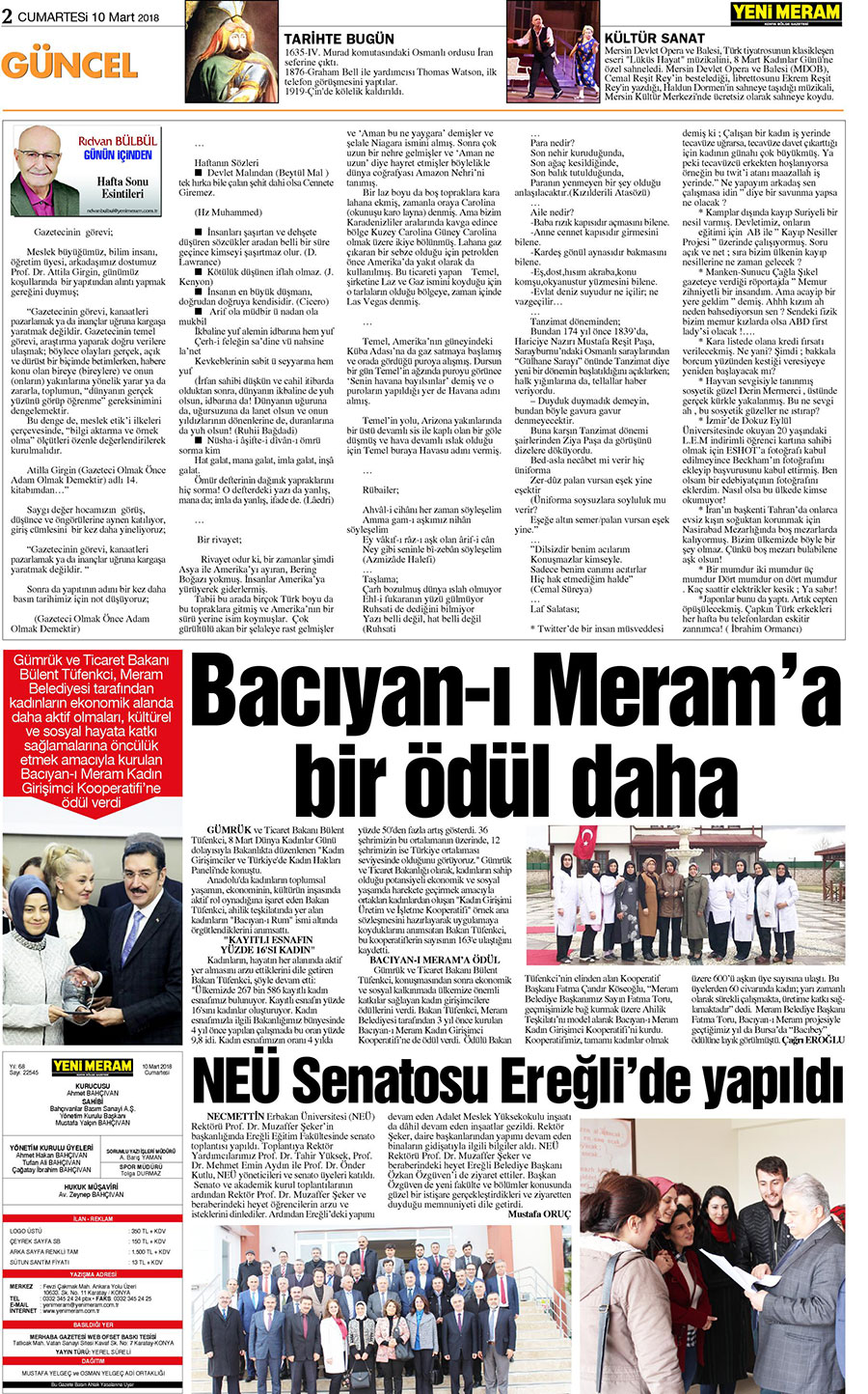 10 Mart 2018 Yeni Meram Gazetesi