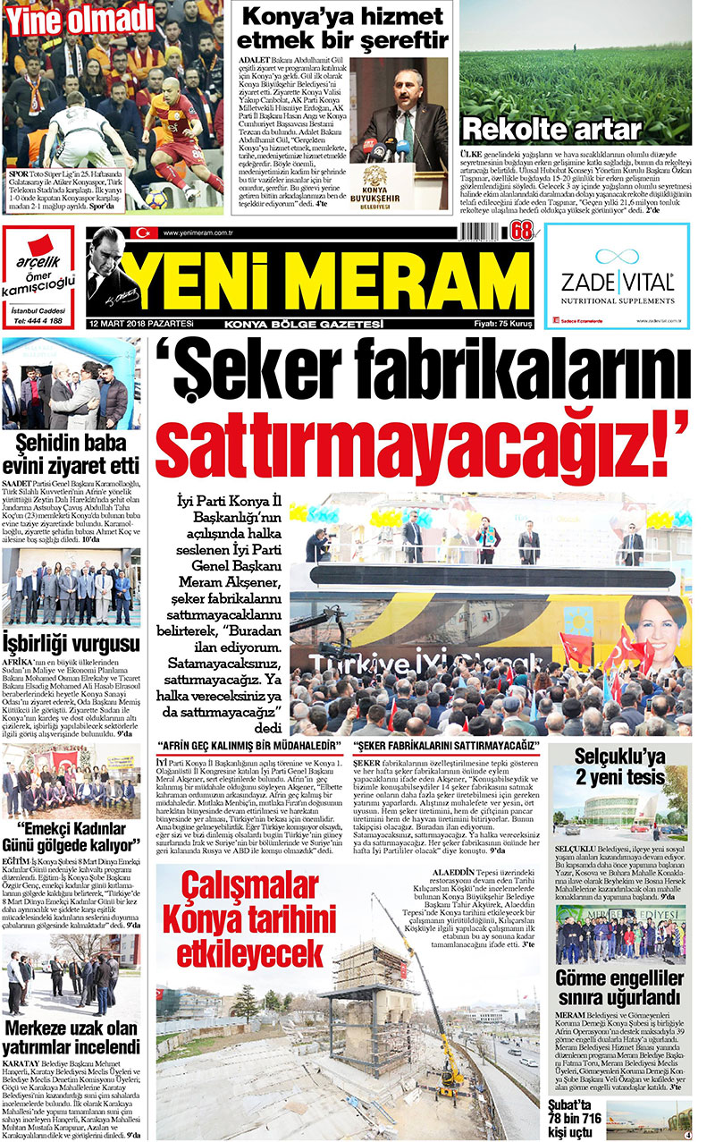 12 Mart 2018 Yeni Meram Gazetesi