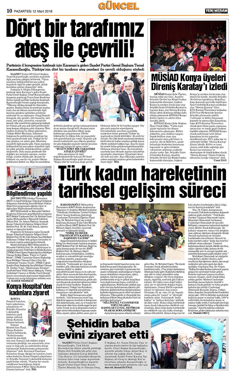 12 Mart 2018 Yeni Meram Gazetesi