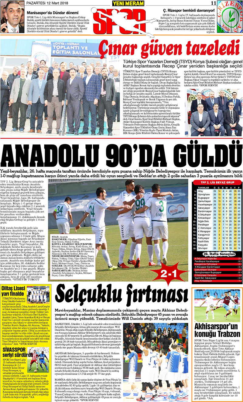 12 Mart 2018 Yeni Meram Gazetesi