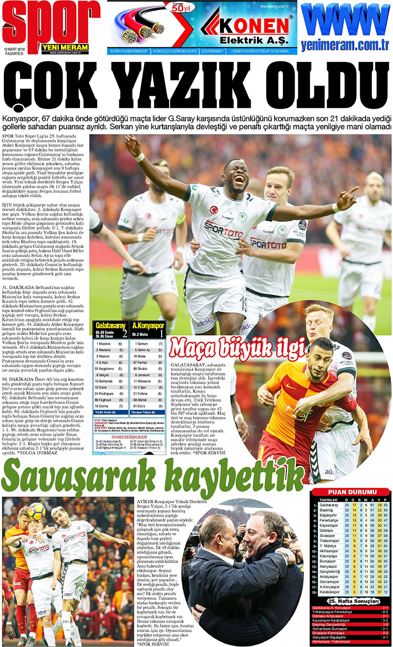 12 Mart 2018 Yeni Meram Gazetesi