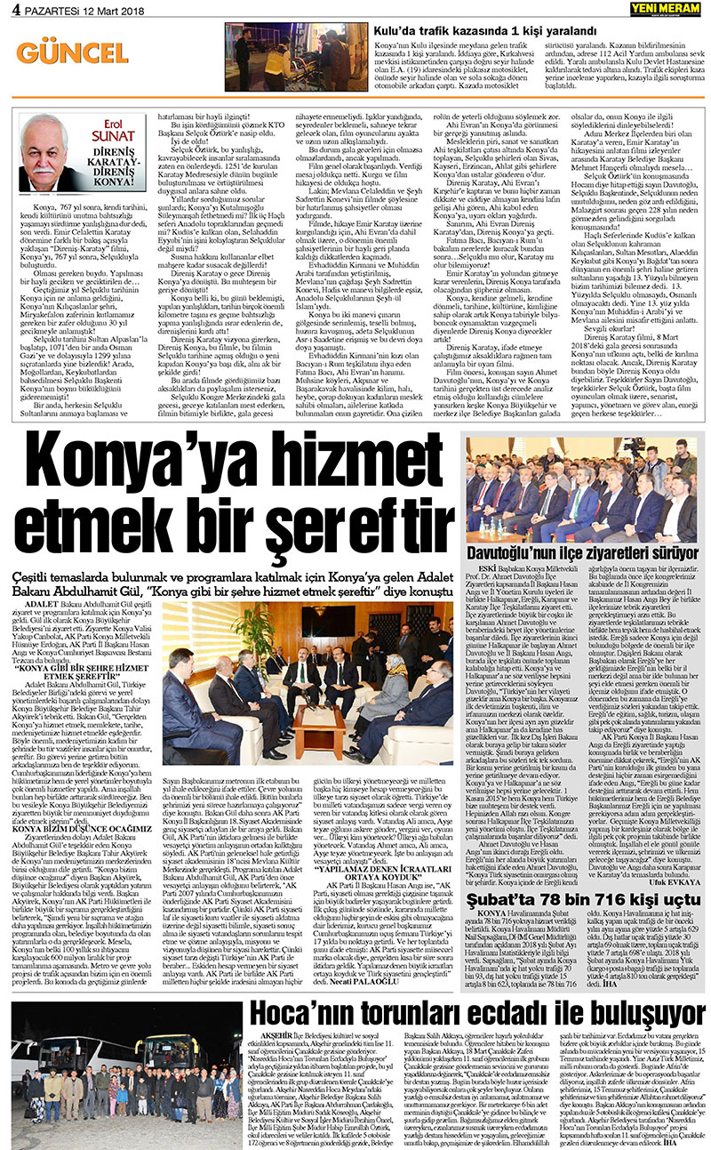 12 Mart 2018 Yeni Meram Gazetesi