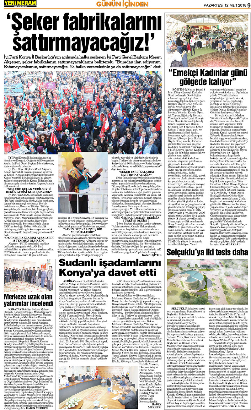 12 Mart 2018 Yeni Meram Gazetesi