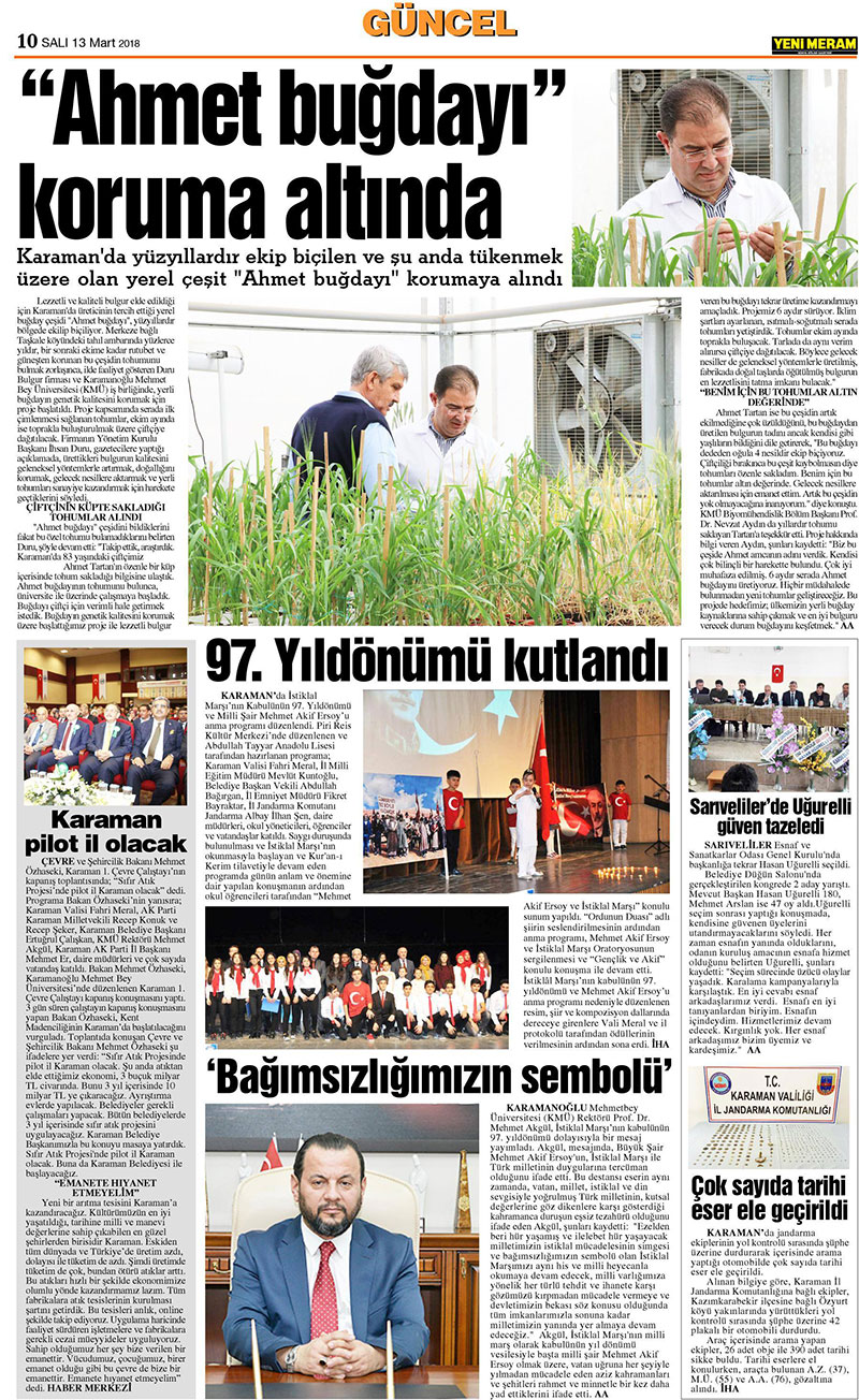 13 Mart 2018 Yeni Meram Gazetesi