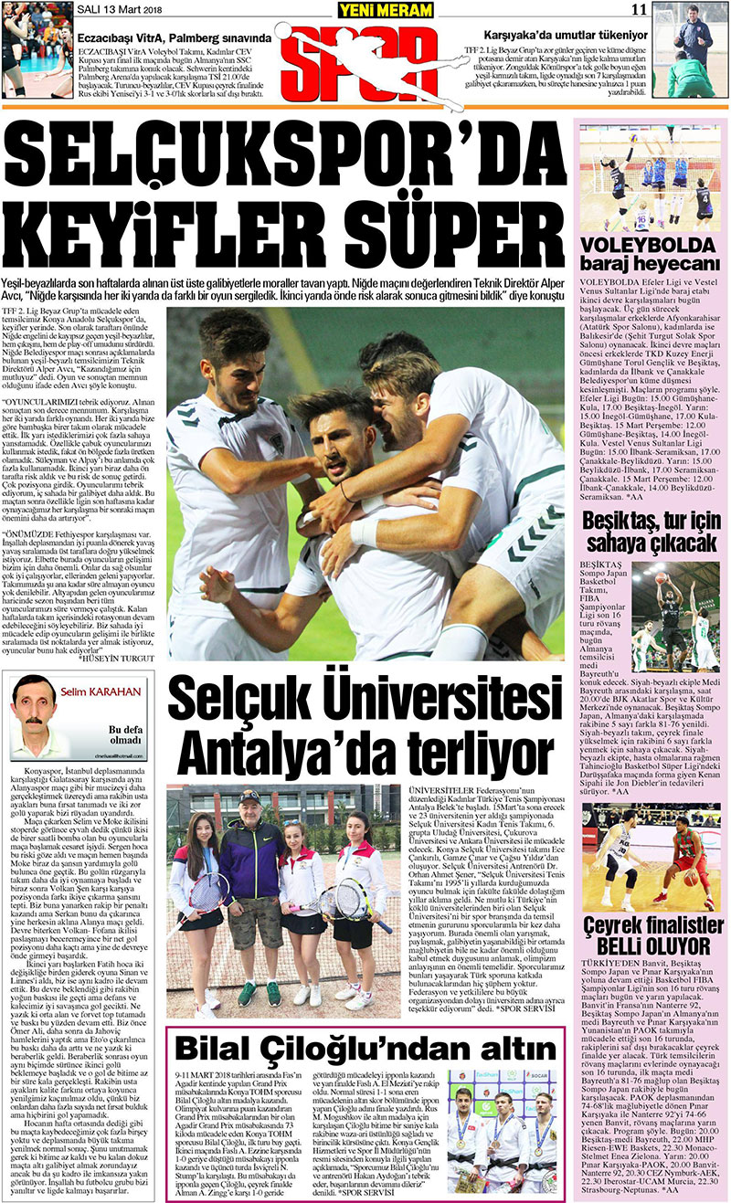 13 Mart 2018 Yeni Meram Gazetesi