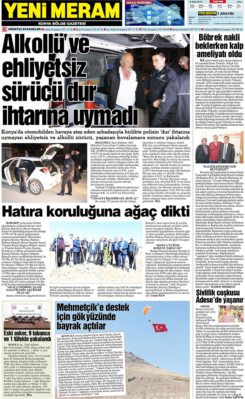 13 Mart 2018 Yeni Meram Gazetesi