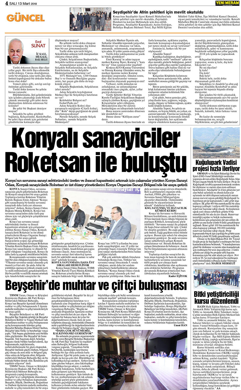 13 Mart 2018 Yeni Meram Gazetesi