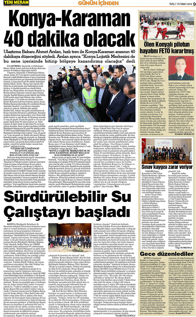 13 Mart 2018 Yeni Meram Gazetesi