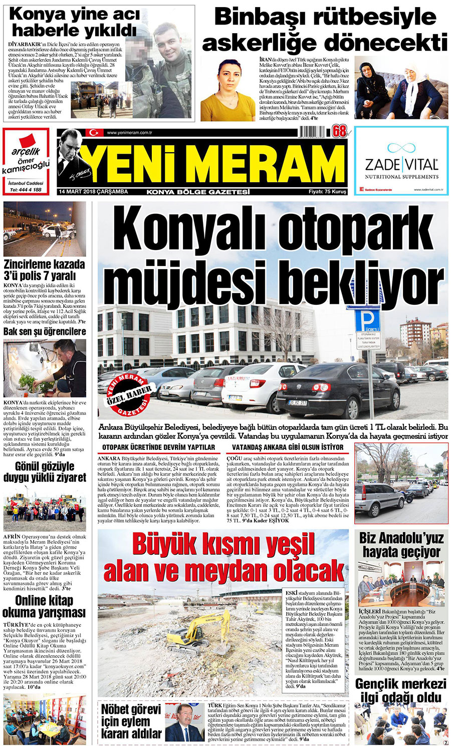 14 Mart 2018 Yeni Meram Gazetesi