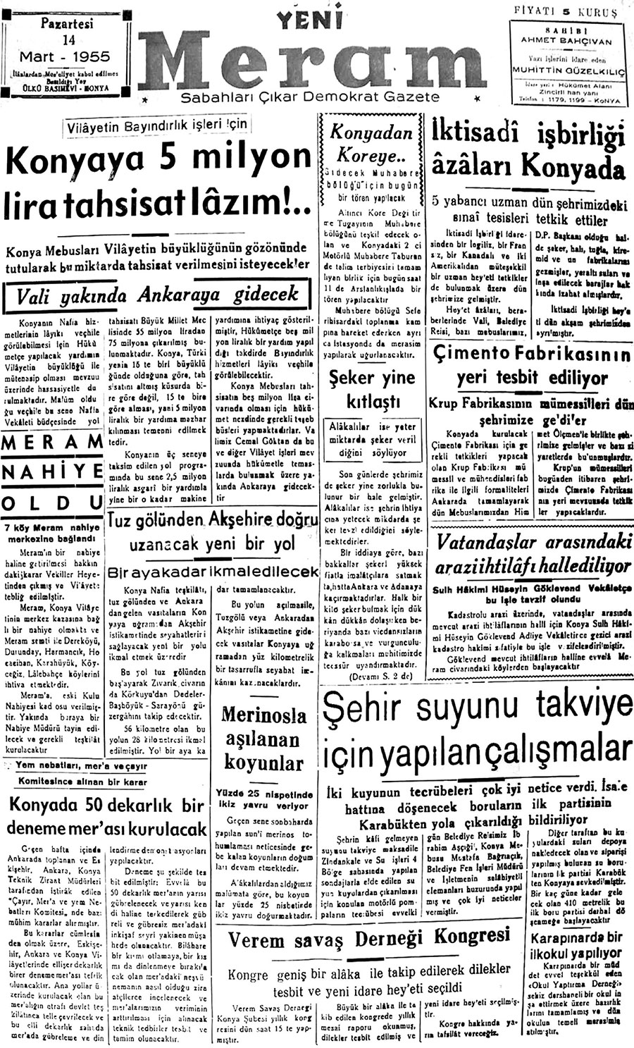 14 Mart 2018 Yeni Meram Gazetesi