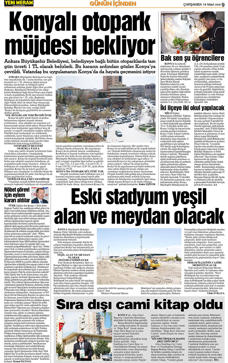 14 Mart 2018 Yeni Meram Gazetesi