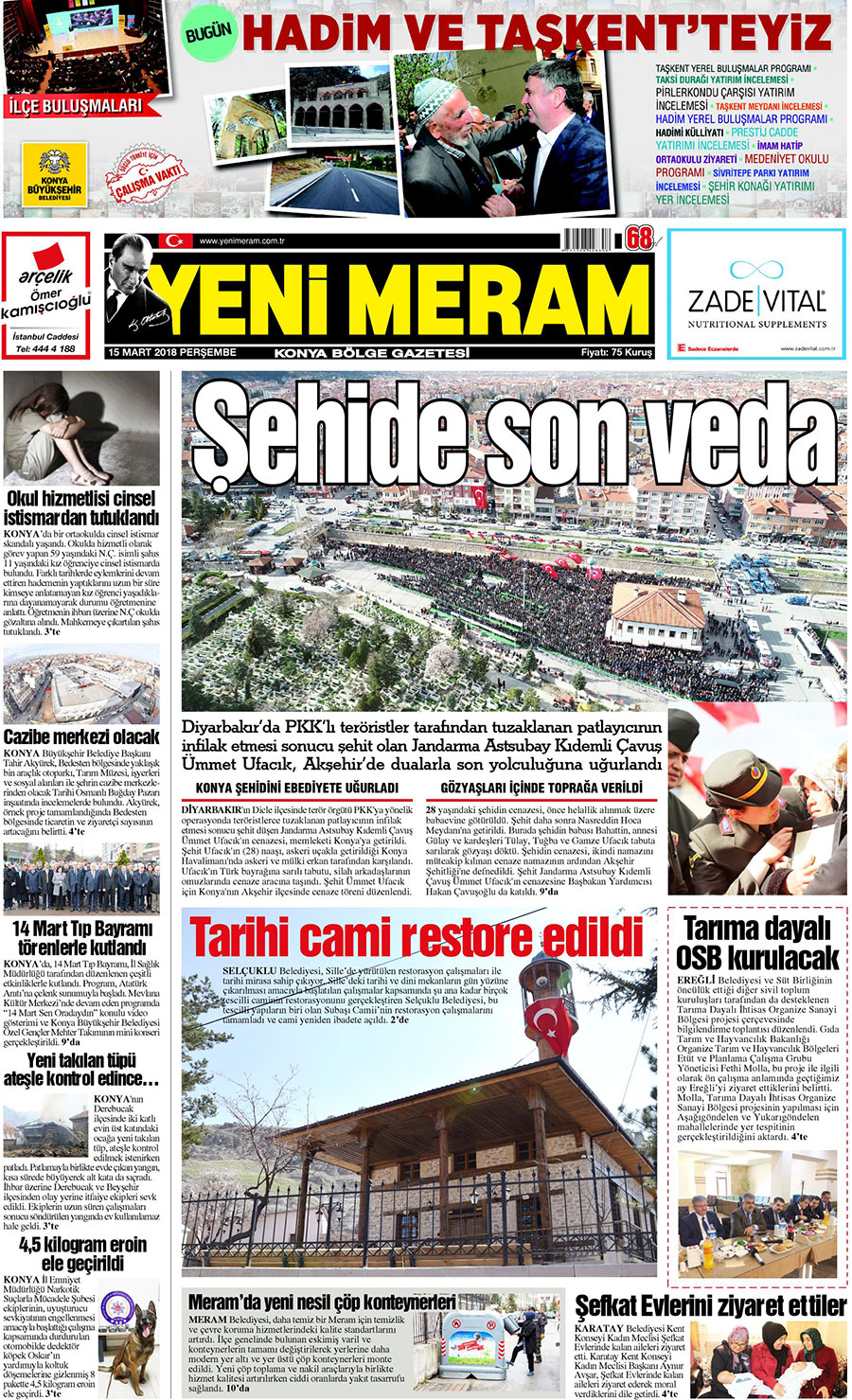 15 Mart 2018 Yeni Meram Gazetesi