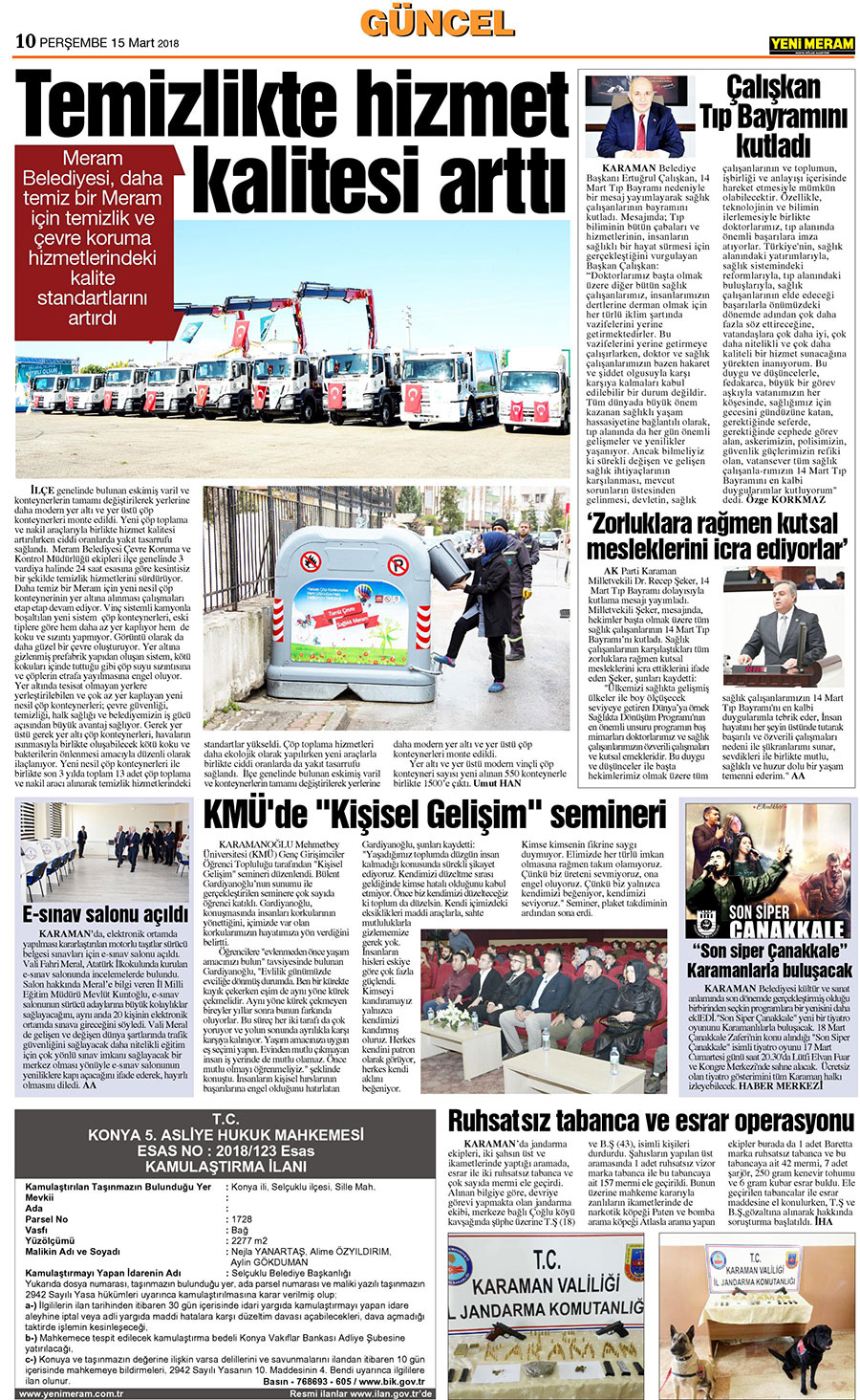 15 Mart 2018 Yeni Meram Gazetesi